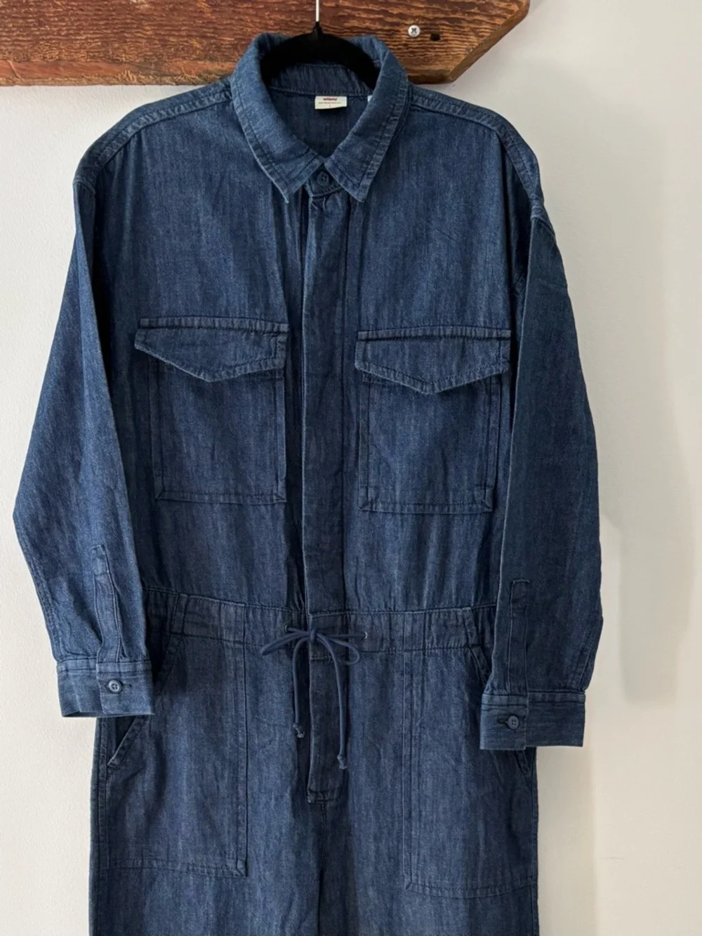 Levi's—Surplus Coverall Jumpsuit, Lightweight Denim Chambray, Dark Wash (Large) - Picture 7 of 10